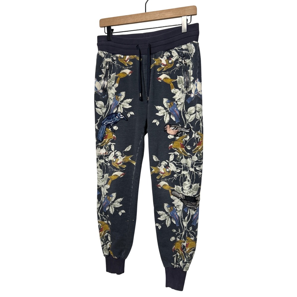 Dolce & Gabbana Bird Print Embroidered Patch Joggers 30" Waist  Retail: $450